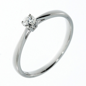 Solitaire Ring 4er-Krappe 18kt Weißgold mit 0,16ct Diamanten