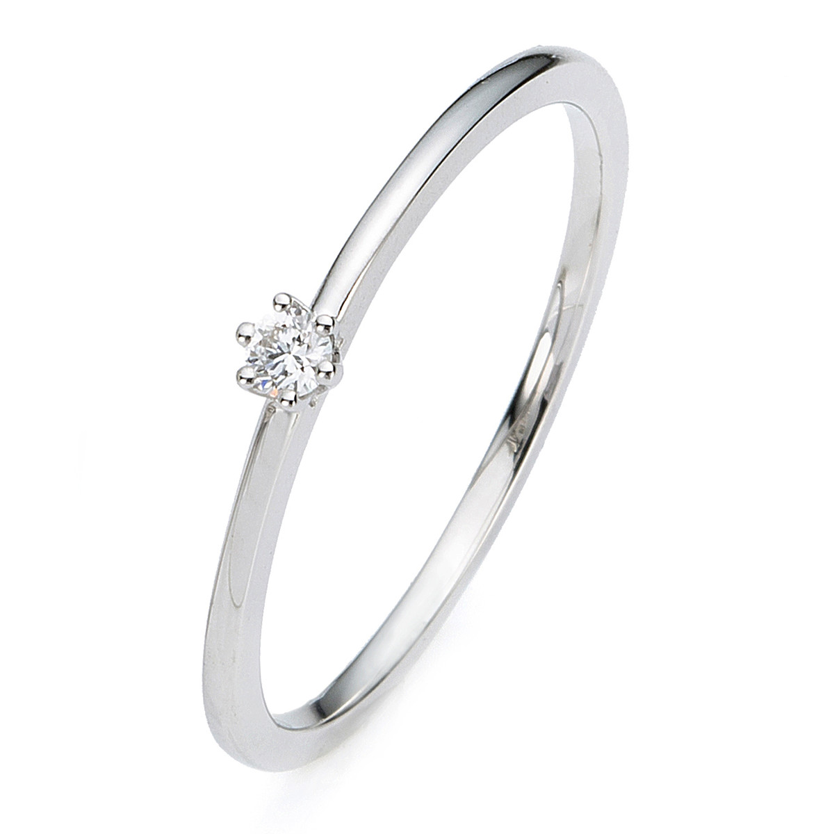 Solitaire Ring 6er-Krappe 950PL Platin mit 0,10ct Diamanten