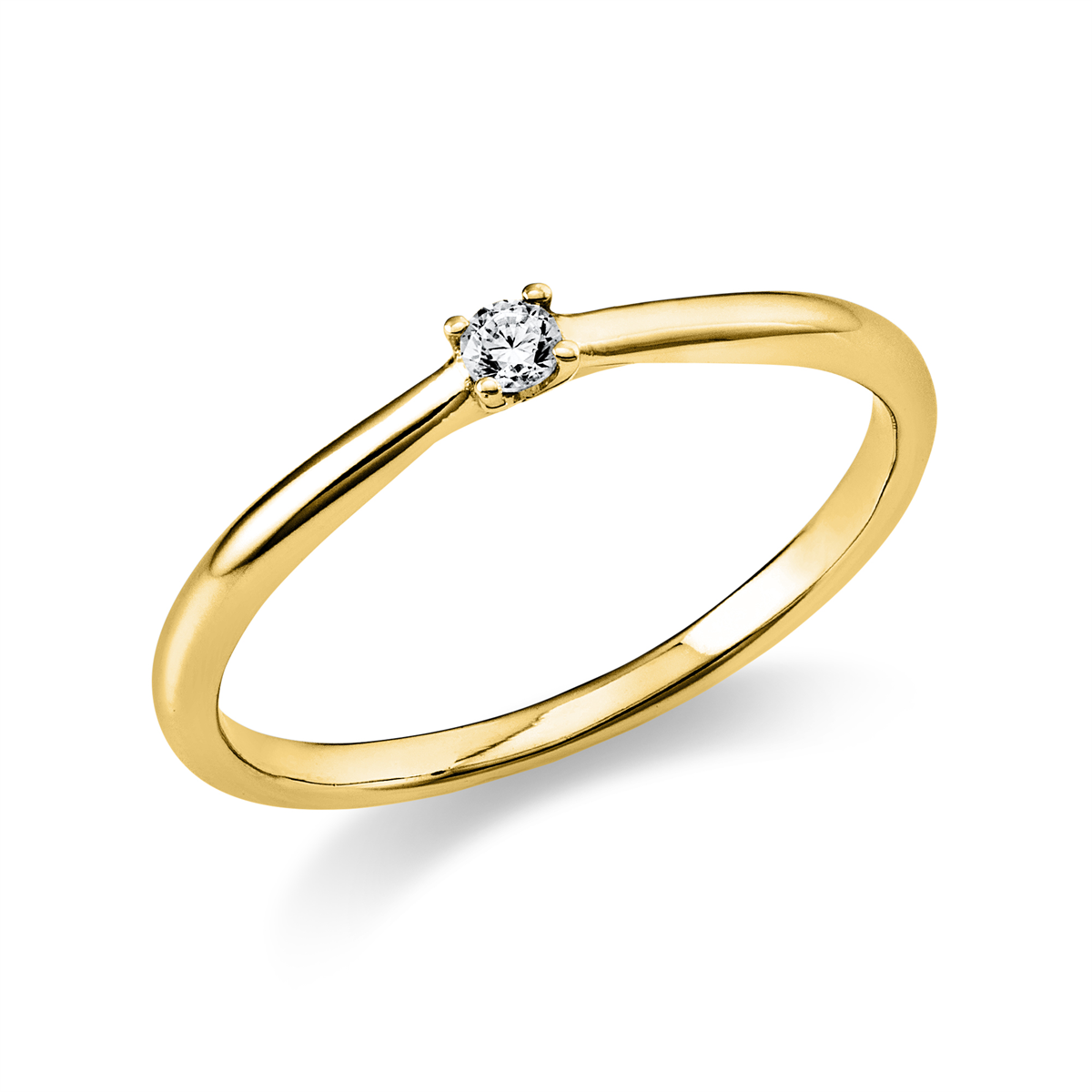 Solitaire Ring 4er-Krappe 18kt Gelbgold mit 0,05ct Diamanten