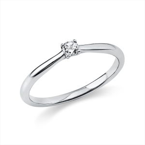 Solitaire Ring 4er-Krappe 14kt Weißgold mit 0,10ct Diamanten