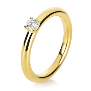 Solitaire Ring 4er-Krappe 14kt Gelbgold mit 0,21ct Diamanten