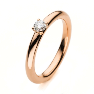 Solitaire Ring 4er-Krappe 14kt Gelbgold mit 0,21ct Diamanten