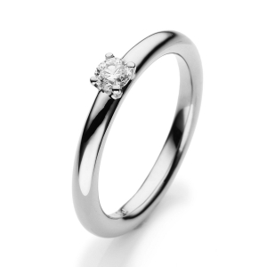 Solitaire Ring 4er-Krappe 14kt Gelbgold mit 0,21ct Diamanten