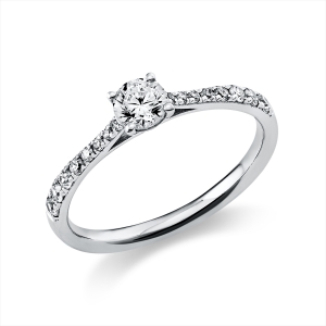 Solitaire Ring mit Seitenbesatz4er-Krappe 18kt Gelbgold GIA6471569487 mit 0,50ct Diamanten