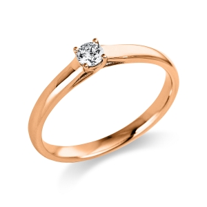 Solitaire Ring 4er-Krappe 18kt Gelbgold mit 0,15ct Diamanten