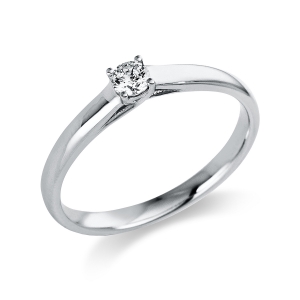 Solitaire Ring 4er-Krappe 18kt Gelbgold mit 0,15ct Diamanten