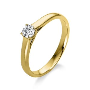 Solitaire Ring 4er-Krappe 14kt Gelbgold mit 0,20ct Diamanten