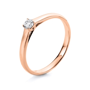 Solitaire Ring 4er-Krappe 14kt Gelbgold mit 0,25ct Diamanten