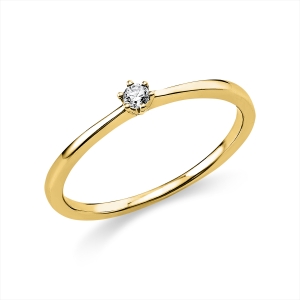 Solitaire Ring 6er-Krappe 18kt Gelbgold mit 0,05ct Diamanten