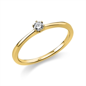 Solitaire Ring 6er-Krappe 14kt Gelbgold mit 0,10ct Diamanten