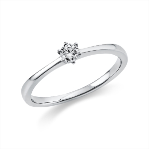 Solitaire Ring 6er-Krappe 14kt Gelbgold mit 0,15ct Diamanten