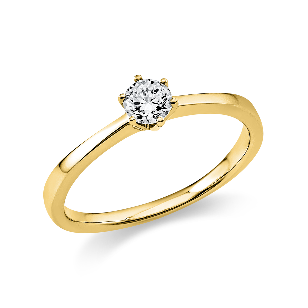 Solitaire Ring 6er-Krappe 14kt Gelbgold mit 0,25ct Diamanten