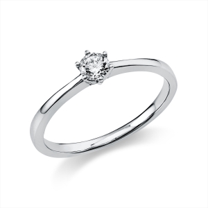 Solitaire Ring 6er-Krappe 14kt Gelbgold mit 0,20ct Diamanten