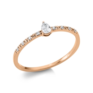 Solitaire Ring mit Seitenbesatz 18kt Gelbgold mit 0,14ct Diamanten