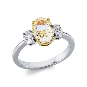Ring 4er-Krappe 18kt Weißgold / Gelbgold GIA 3305104718 mit 3,02ct Diamanten