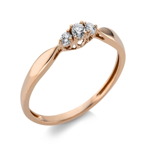 Solitaire Ring mit Seitenbesatz 18kt Rotgold / Weißgold mit 0,15ct Diamanten