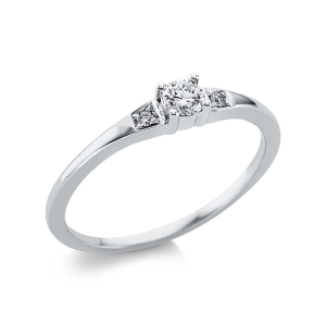 Solitaire Ring mit Seitenbesatz 18kt Rotgold mit 0,18ct Diamanten