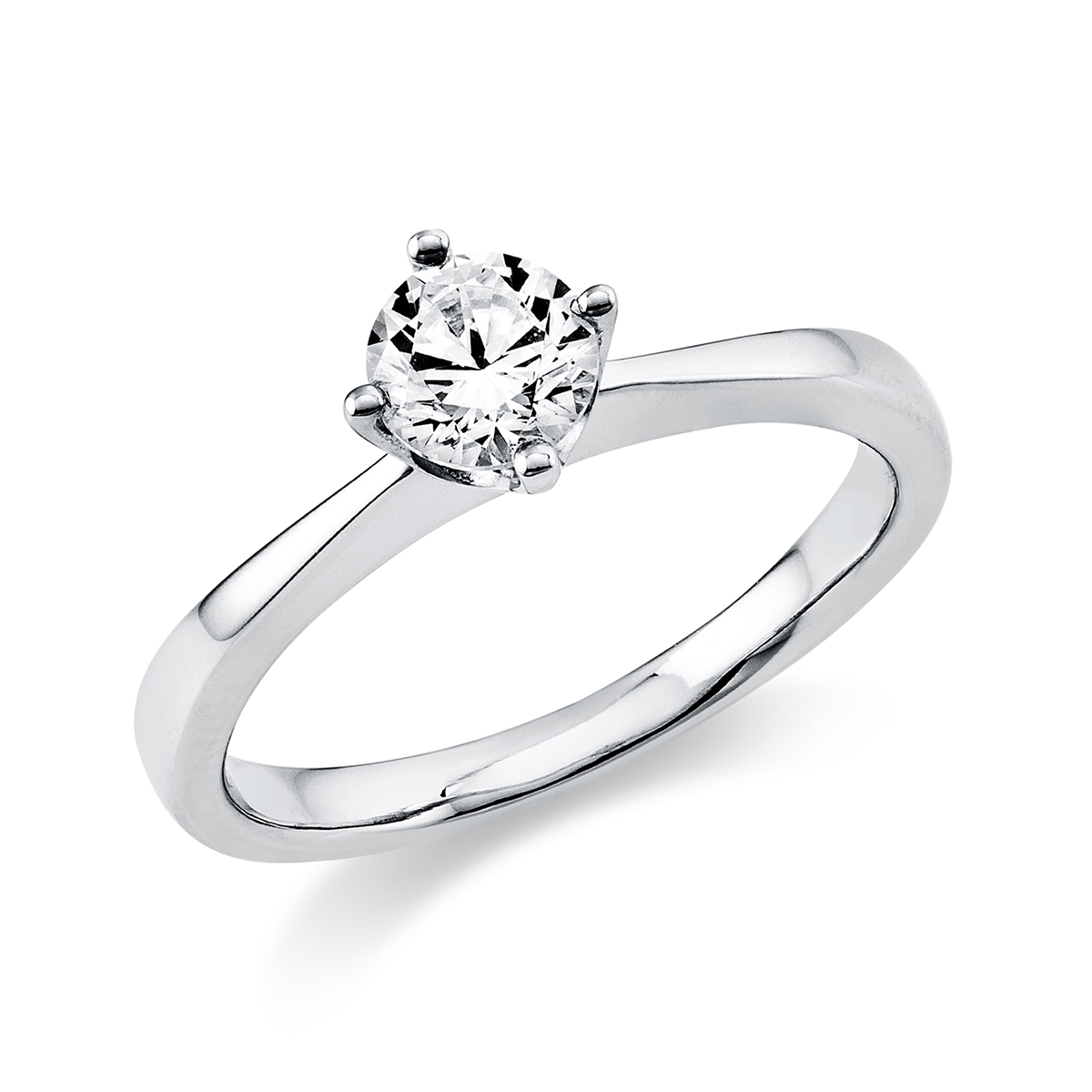 Solitaire Ring 4er-Krappe 14kt Weißgold GIA7398910489 mit 0,42ct Diamanten