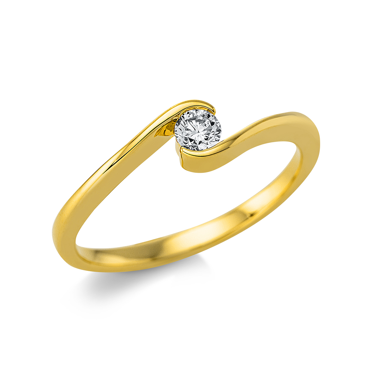 Solitaire Ring  18kt Gelbgold mit 0,13ct Diamanten