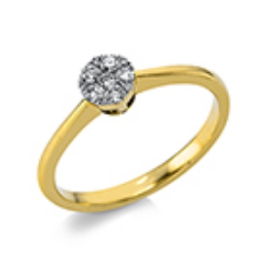 Ring  18kt Gelbgold Fassung rhodiniert mit 0,18ct Diamanten