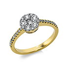 Ring  18kt Gelbgold Fassung rhodiniert mit 0,65ct Diamanten