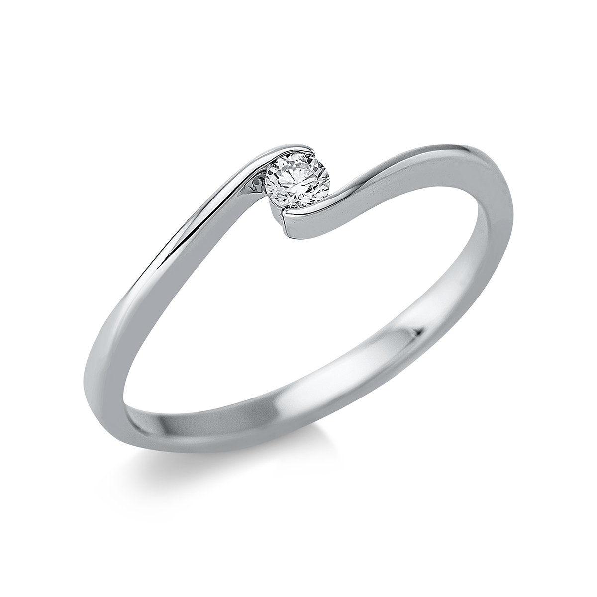 Solitaire Ring  18kt Weißgold mit 0,08ct Diamanten