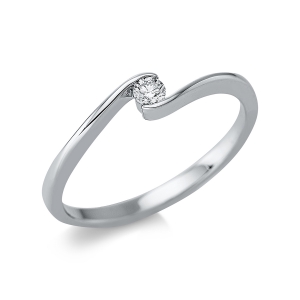 Solitaire Ring  18kt Weißgold mit 0,08ct Diamanten