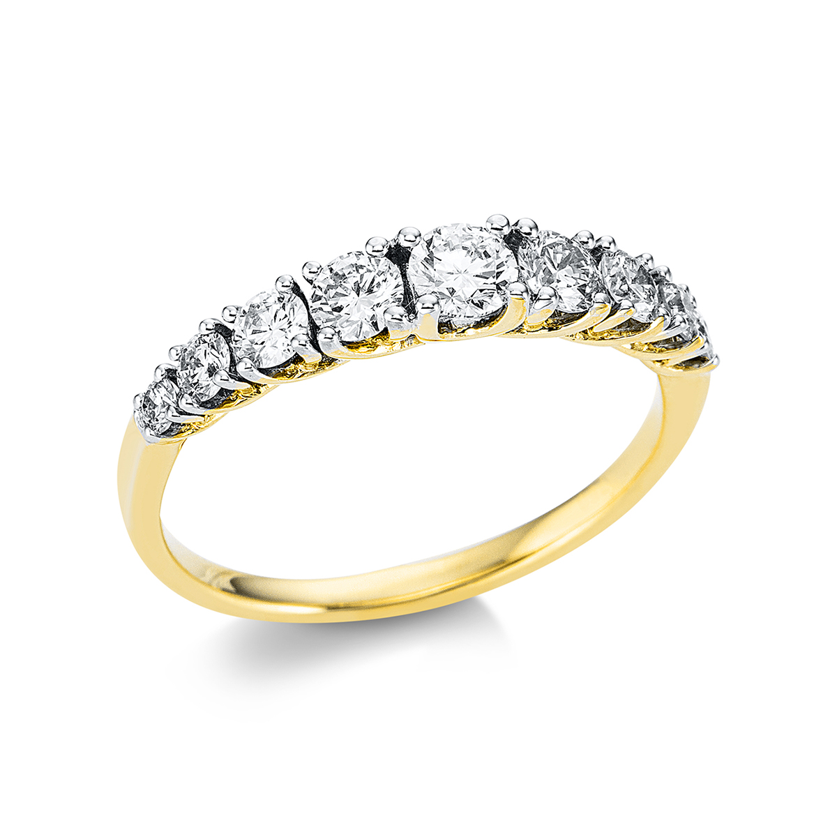 Ring  18kt Gelbgold Fassung rhodiniert mit 0,75ct Diamanten