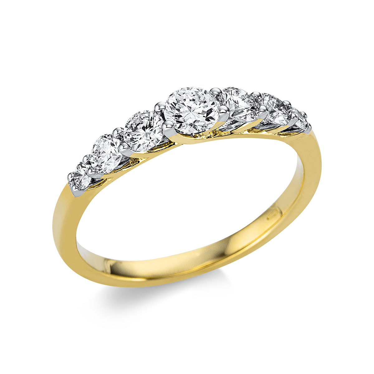 Solitaire Ring mit Seitenbesatz 18kt Gelbgold mit 0,75ct Diamanten