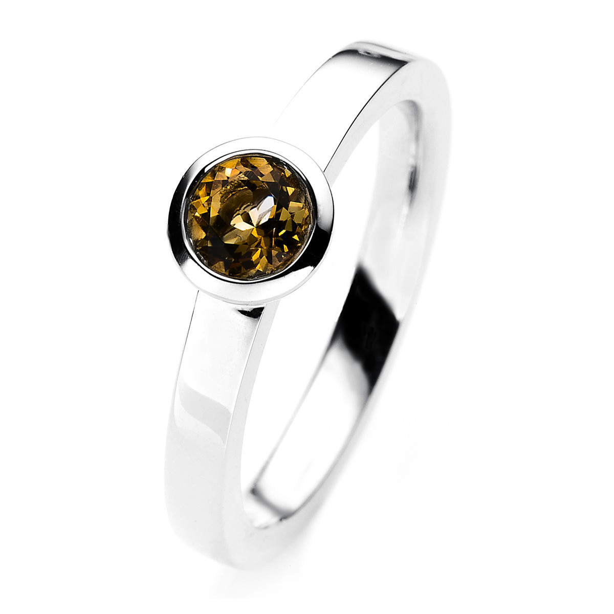 Farbstein Ring   18kt Weißgold 