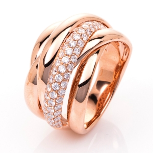 Ring  14kt Rotgold mit 0,70ct Diamanten