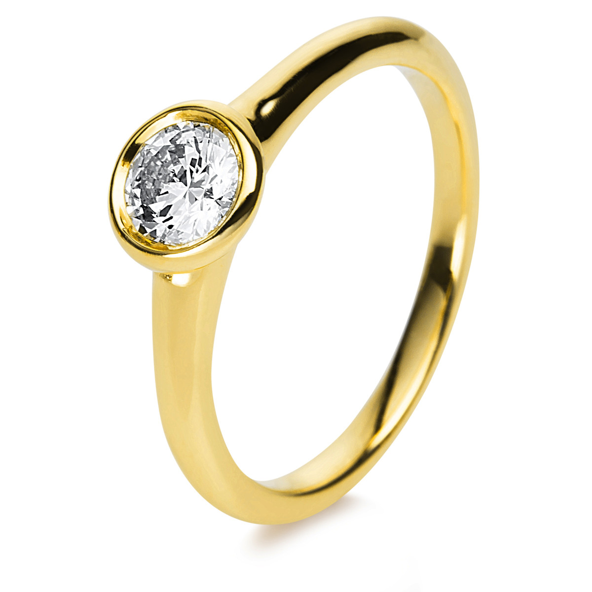 Solitaire Ring Zarge 18kt Gelbgold mit 0,50ct Diamanten