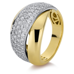 Pavé Ring  18kt Gelbgold / Weißgold mit 1,29ct Diamanten