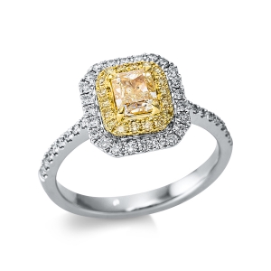 Ring 4er-Krappe 18kt Weißgold / Gelbgold mit 1,03ct Diamanten