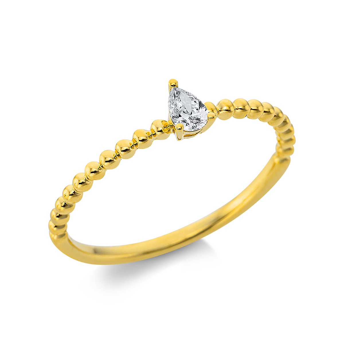 Solitaire Ring 3er-Krappe 18kt Gelbgold mit 0,10ct Diamanten