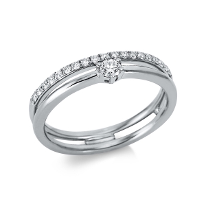 Solitaire Ring mit Seitenbesatz 18kt Rotgold mit 0,24ct Diamanten