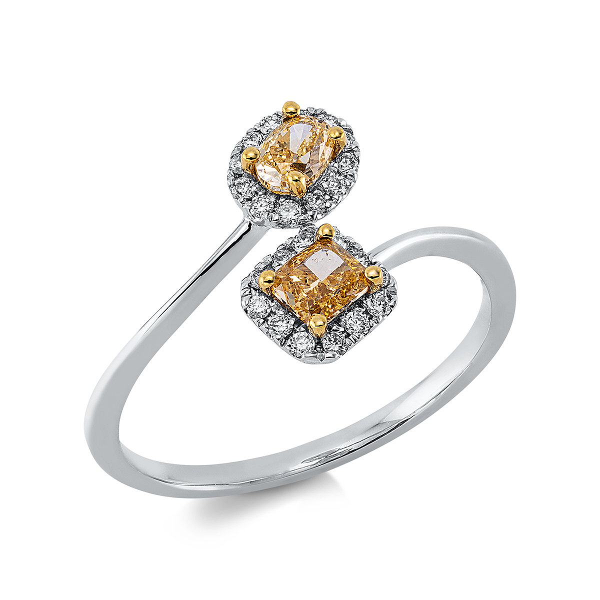 Ring  18kt Weißgold / Gelbgold mit 0,55ct Diamanten