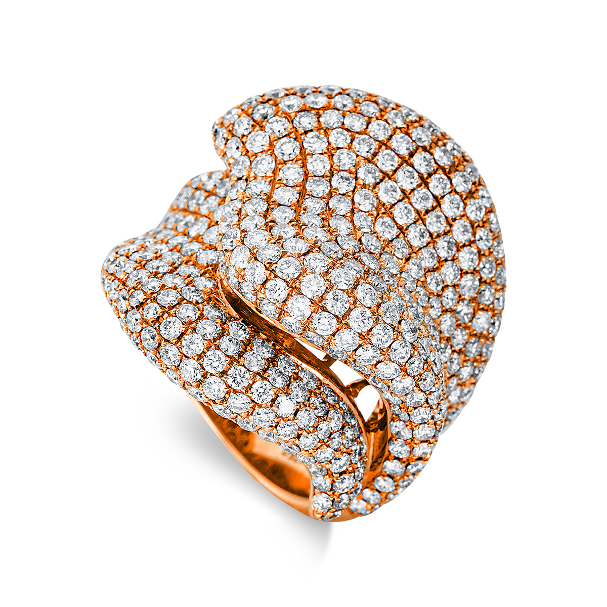 Pavé Ring  18kt Rotgold mit 4,93ct Diamanten