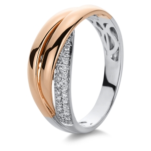 Ring  18kt Weißgold / Rotgold mit 0,22ct Diamanten