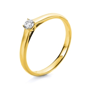 Solitaire Ring 4er-Krappe 18kt Gelbgold mit 0,05ct Diamanten