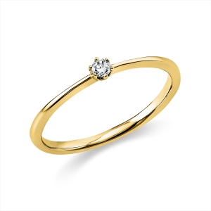 Solitaire Ring 6er-Krappe 18kt Gelbgold mit 0,05ct Diamanten