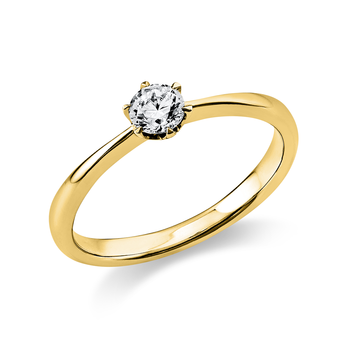 Solitaire Ring 6er-Krappe 14kt Gelbgold mit 0,25ct Diamanten