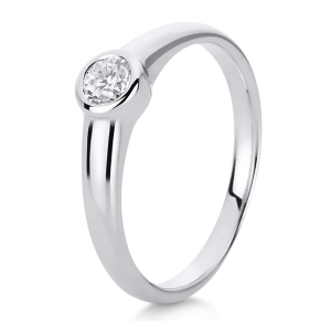 Solitaire Ring Zarge 14kt Weißgold mit 0,24ct Diamanten