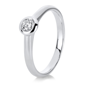 Solitaire Ring Zarge 14kt Weißgold mit 0,25ct Diamanten