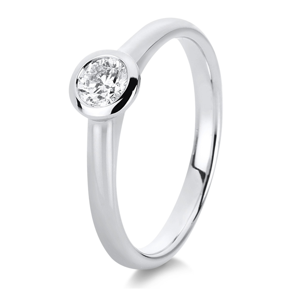 Solitaire Ring Zarge 14kt Weißgold GIA3405020277 mit 0,30ct Diamanten