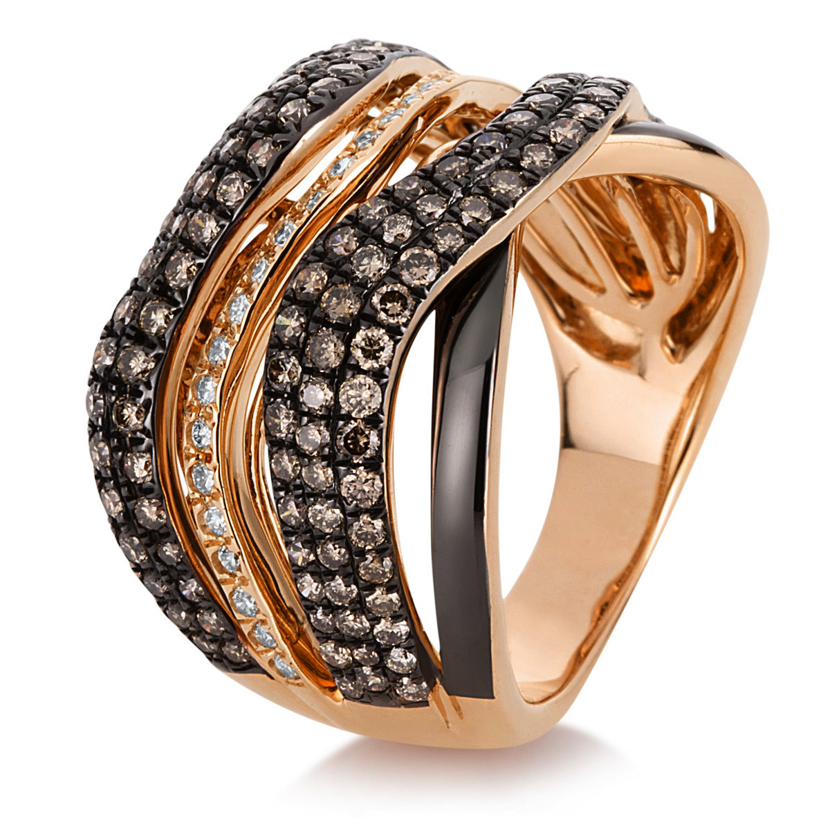 Ring  18kt Rotgold teils schwarz rhodiniert mit 1,50ct Diamanten