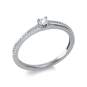 Solitaire Ring mit Seitenbesatz 18kt Gelbgold mit 0,19ct Diamanten