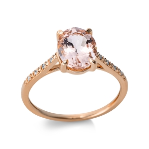 Fashion Farbstein Ring  4er-Krappe 14kt Rotgold 