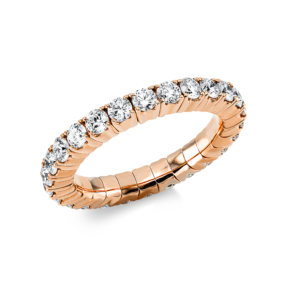 Infinity Memoire Ring 4er-Krappe 18kt Rotgold Flex-Band, variabel mit 2,02ct Diamanten