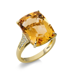 Fashion Farbstein Ring  4er-Krappe 18kt Gelbgold 